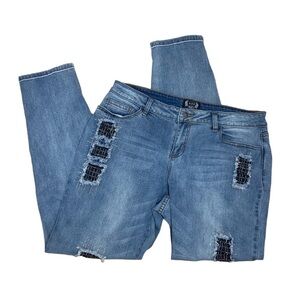 A.z.i Tapered Leg Girlfriend Jeans - embellished and distressed
